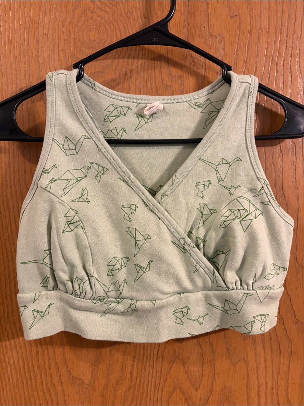 Kate Quinn Women’s Organic Cotton Paper Cranes Green Sleep Bra Medium